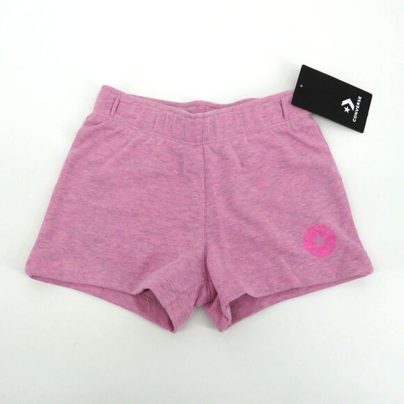 Girls Converse Pink Heather Shorts 6X With Logo NWT - Picture 1 of 3